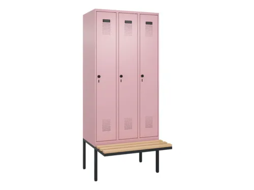 locker met bank,HxBxD 2120x900x815mm,3vak,vak B 300mm,draaigrendel