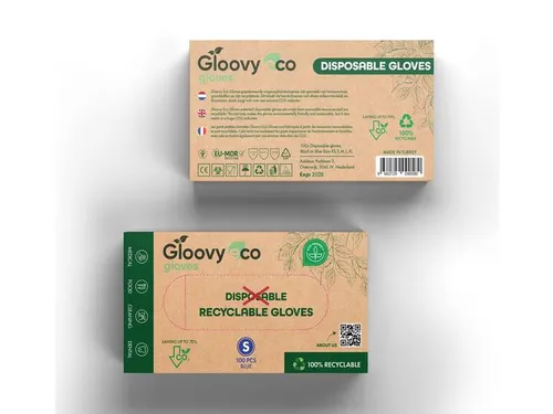 Gloovy Eco Duurzame Hygiëne Handschoen Blauw Maat L 20x100 stuks