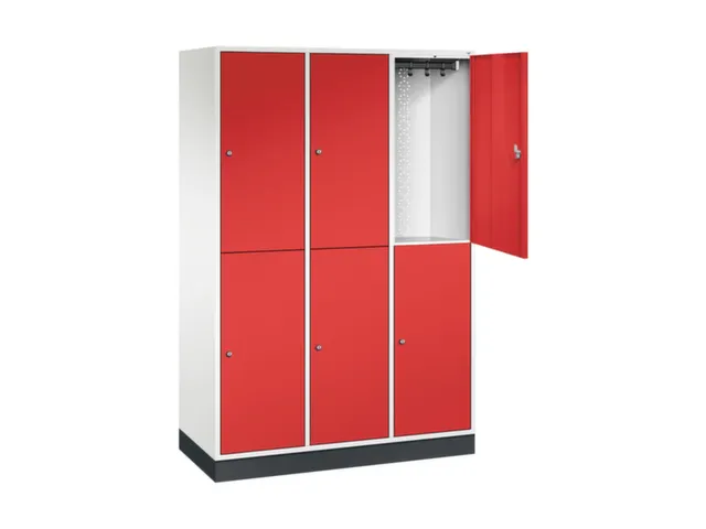 Dubbeldekse garderobekast,HxBxD 1950x1220x500mm,3x2vak.,vak B 360mm