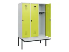 locker met bank,HxBxD 1950x1200x815mm,3vak,vak B 400mm,draaigrendel