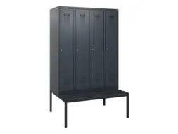 locker met bank,HxBxD 1950x1200x815mm,4vak,vak B 300mm,cilinderslot