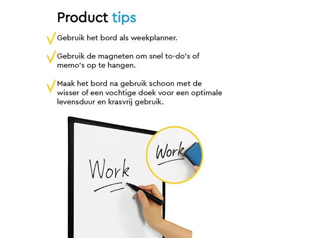 BRASQ Magnetisch Whiteboard 90x60cm Zwart met accessoire set