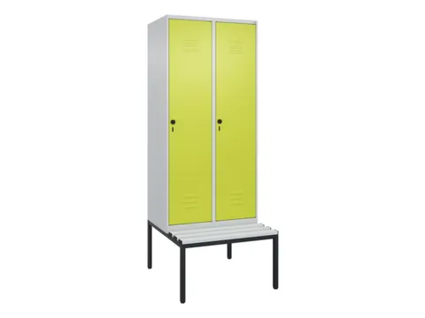 locker met bank,HxBxD 2120x800x815mm,2vak,vak B 400mm,draaigrendel