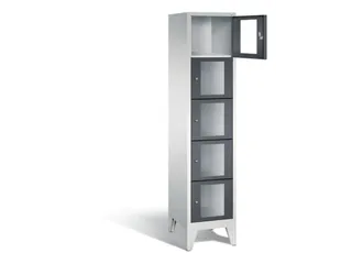 Lockerkast 1850x420x500mm 1x5 vakken Cilinderslot Poten, RAL7021 - 1