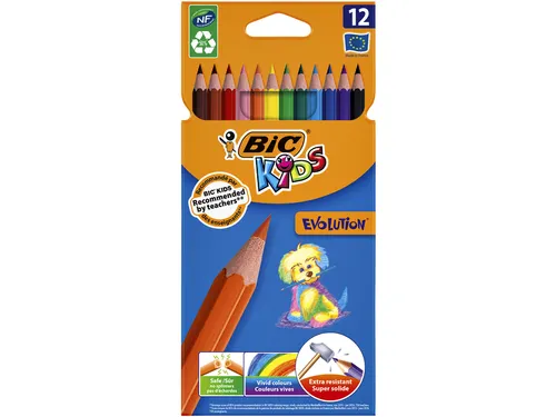 Kleurpotloden BicKids Evolution assorti etui à 12 stuks