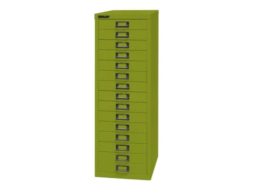 kantoor-ladekast HxBxD 860x279x380mm 15 laden romp + front groen staal