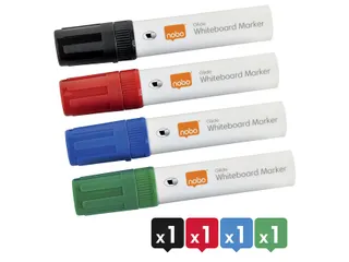 Viltstift Nobo whiteboard Glide schuin assorti 10mm 4st - 7