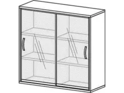 kantoor-schuifdeurkast 1150x1200x430mm houten vloer 3OH glazen deur