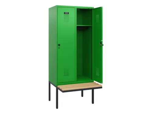locker met bank,HxBxD 1950x800x815mm,2vak,vak B 400mm,draaigrendel