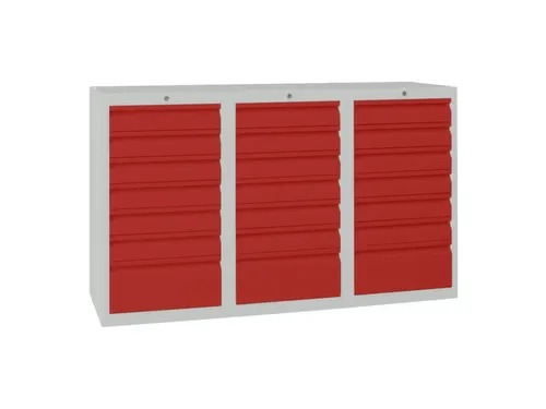 ladekast,HxBxD 900x1500x500mm,21lade(n),RAL7035,front RAL3000