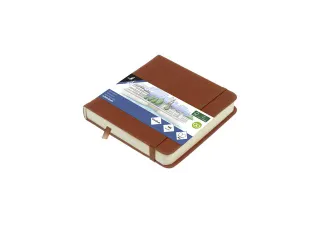 Schetsboek Kangaro 12x12cm cognac PU HC 80 vel 140gr roomwit met elast - 1