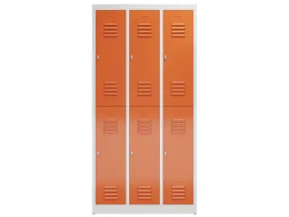 Dubbeldekse garderobekast 1800x870x500mm 3x2vak klink RAL7035 RAL3000 - 2