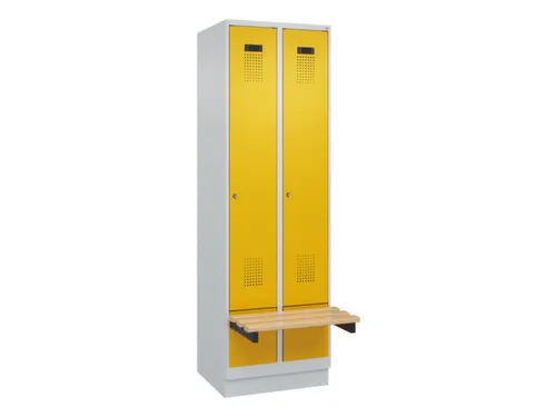 locker met bank,HxBxD 1950x600x815mm,2vak,vak B 300mm,cilinderslot