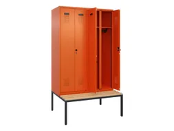 locker met bank,voor scheiding van kleding,HxBxD 2120x1200x815mm,4vak