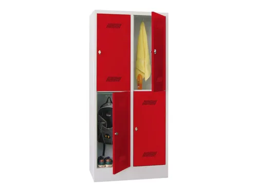 dubbeldekse locker,HxBxD 1850x800x500mm,2x2vak.,RAL7035,front RAL3000