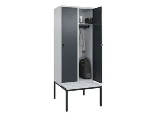 locker met bank,HxBxD 2120x800x815mm,2vak,vak B 400mm,draaigrendel - 3