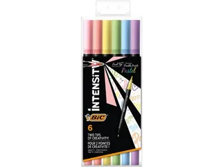 viltstift Intensity Dual tip etui van 6 stuks pastel - 2