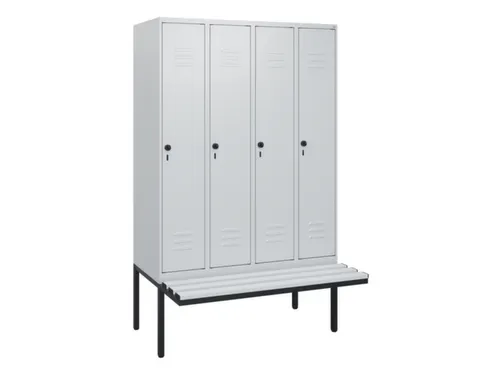 locker met bank,HxBxD 1950x1200x815mm,4vak,vak B 300mm,draaigrendel