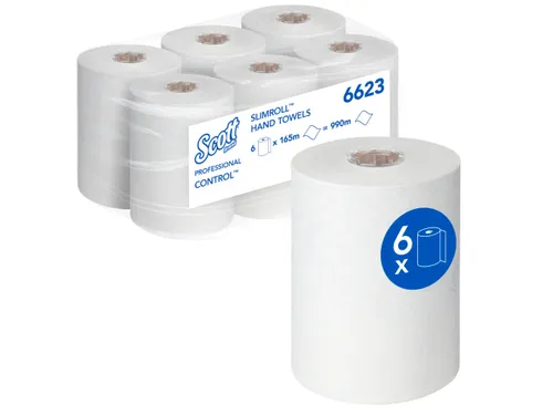 Handdoekrol Scott Slimroll 1-laags 165m wit 6623