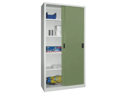schuifdeurkast,HxBxD 1950x1000x600mm,RAL7035,front RAL6011
