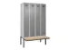 locker met bank,voor scheiding van kleding,HxBxD 2120x1200x815mm,4vak