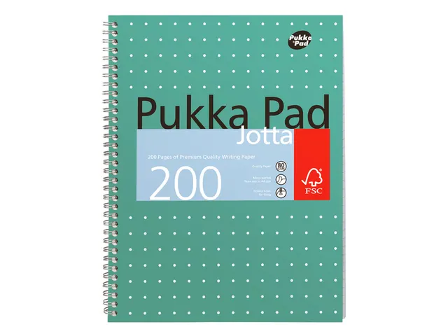 Bloc-notes Pukka Pad Jotta A4 ligné 4 perforations 200 pages 80g vert
