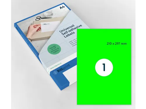 Etiket Rillprint 210x297mm fluorgroen 100 etiketten