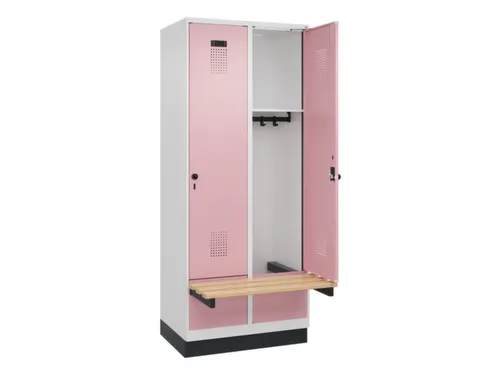locker met bank,HxBxD 1950x800x815mm,2vak,vak B 400mm,draaigrendel