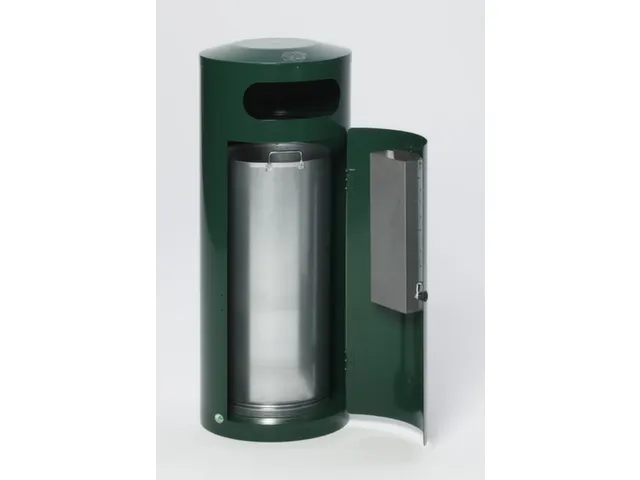 Combi-Asbak 70 Liter HxØ 1045x420mm Ral6005 Afsluitbaar Staal Groen