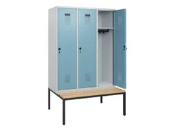 locker met bank,HxBxD 1950x1200x815mm,3vak,vak B 400mm,draaigrendel