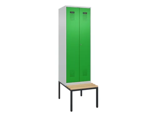 locker met bank,voor scheiding van kleding,HxBxD 2120x600x815mm,2vak