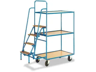 Orderverzamelwagen 990x590mm Totale H 1900mm 3 Etages Hout Ral5010 - 2