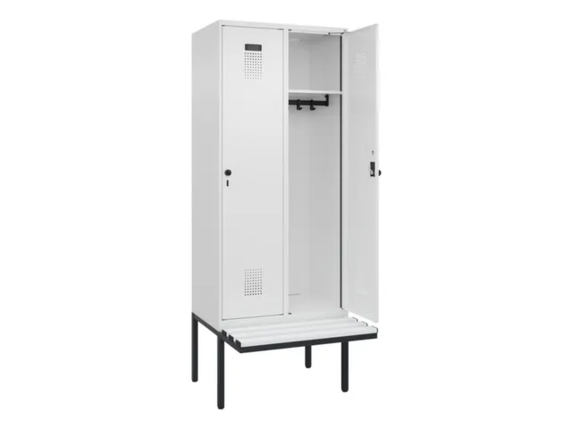 locker met bank,HxBxD 2120x800x815mm,2vak,vak B 400mm,draaigrendel