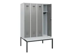 locker met bank,HxBxD 1950x1200x815mm,4vak,vak B 300mm,cilinderslot