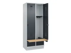 locker met bank,HxBxD 1950x800x815mm,2vak,vak B 400mm,draaigrendel