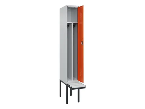 locker met bank,voor scheiding van kleding,HxBxD 2120x300x815mm,1vak