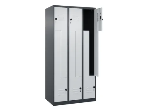 Z-garderobekast,HxBxD 1850x900x500mm,vak B 150/300mm,draaigrendel