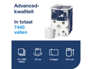 Toiletpapier Tork SmartOne Mini T9 advanced 2-laags 620 vel wit 472193 - 4