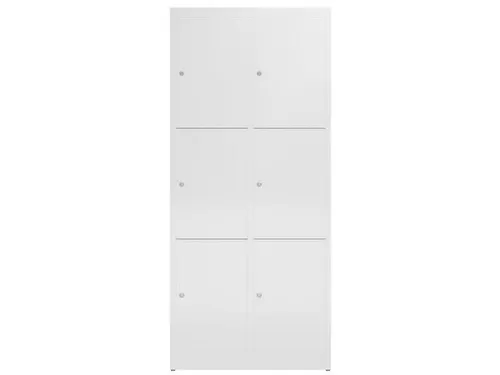Lockerkast 1800x800x500mm 2x3 vakken cilinderslot, sokkel, RAL9003