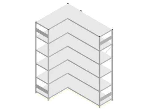 Hoekstelling Hxbxd 2500x1360/1415x535mm Veldlast 900kg 2x6legborden