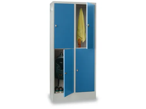 lockerkast,HxBxD 1850x800x500mm,2x2vakken,RAL7035,front RAL5012