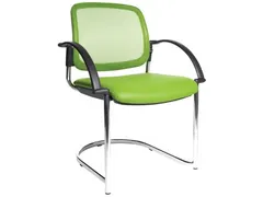 bezoekersstoel Open Chair 30 stof groen armleuningen sledeframe