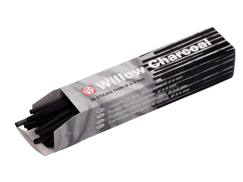 Talens houtskool 3 - 4 mm, doosje met 30 staafjes