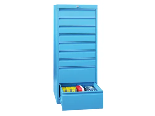 ladekast,HxBxD 1200x500x600mm,9lade(n),cil.-slot,RAL7035,front RAL3000