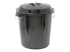 Denox kunststof Afvalvat met deksel 50 liter Zwart