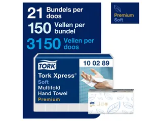 Tork 100289 Xpress Handdoek Premium H2 I-vouw Soft 2-laags 21x150st - 6