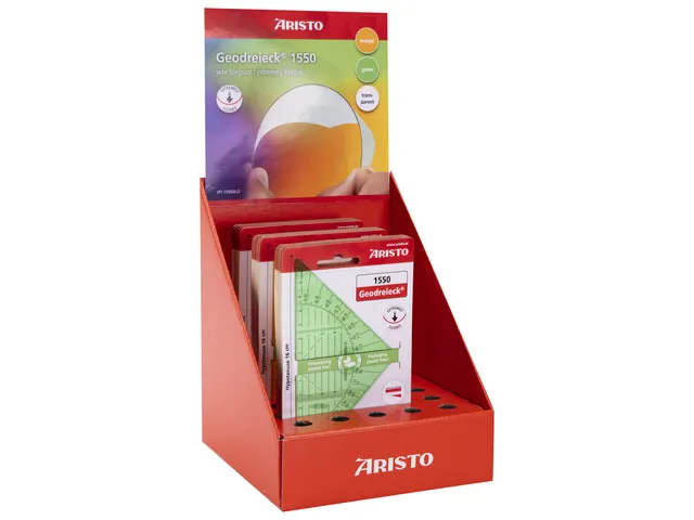 Equerre géométrique Aristo 14cm flex. 30st. en présentoir couleurs