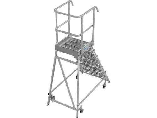 bordestrap,verrijdbaar,bordes H 1,7m,7treden m. R13-laag,aluminium