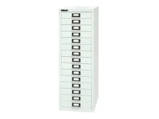 kantoor-ladekast HxBxD 860x279x380mm 15 laden romp verkeerswit staal - 1