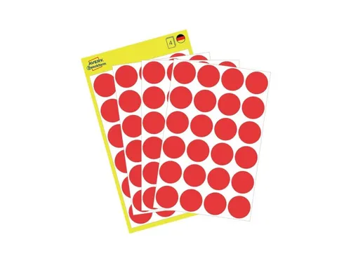 Etiket Avery Zweckform 3004 Rond Ø18mm Rood 96 Stuks